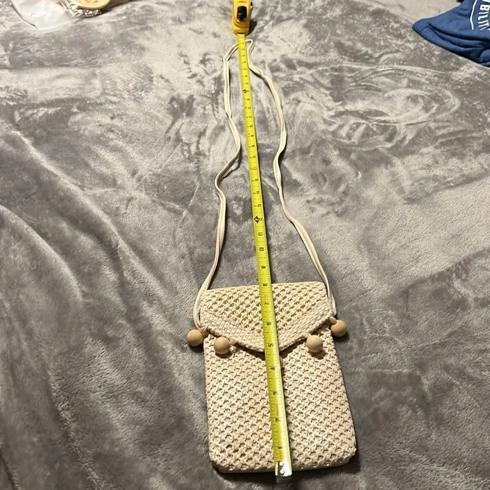 3 Cream Belts with Small Straw Crossbody Purse
